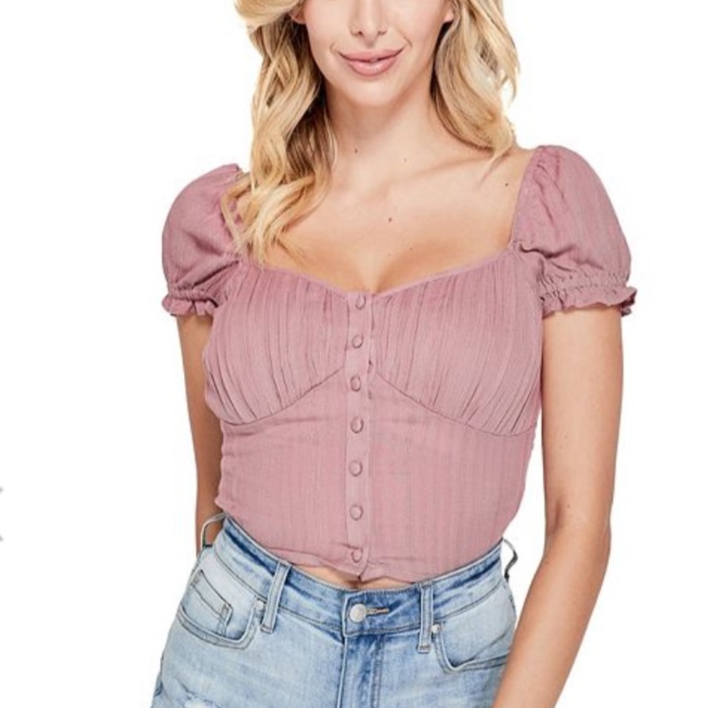GUESS RUMINA PUFF-SLEEVE TOP